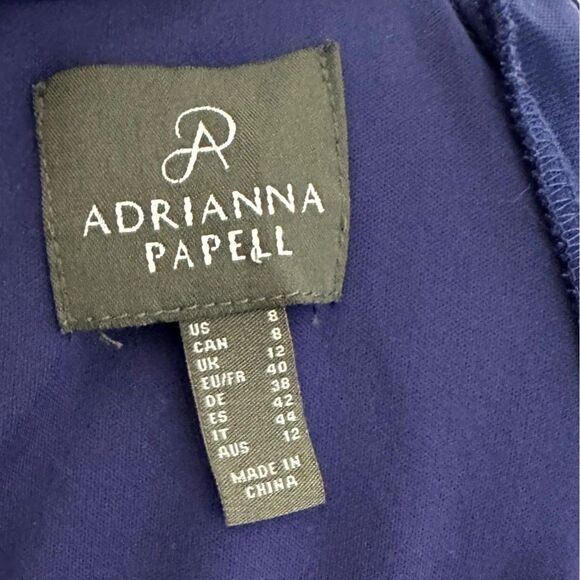 Adrianna Papell Slinky Knit High Low Corkscrew Ruffle Dress Blue 8 - Picture 8 of 9